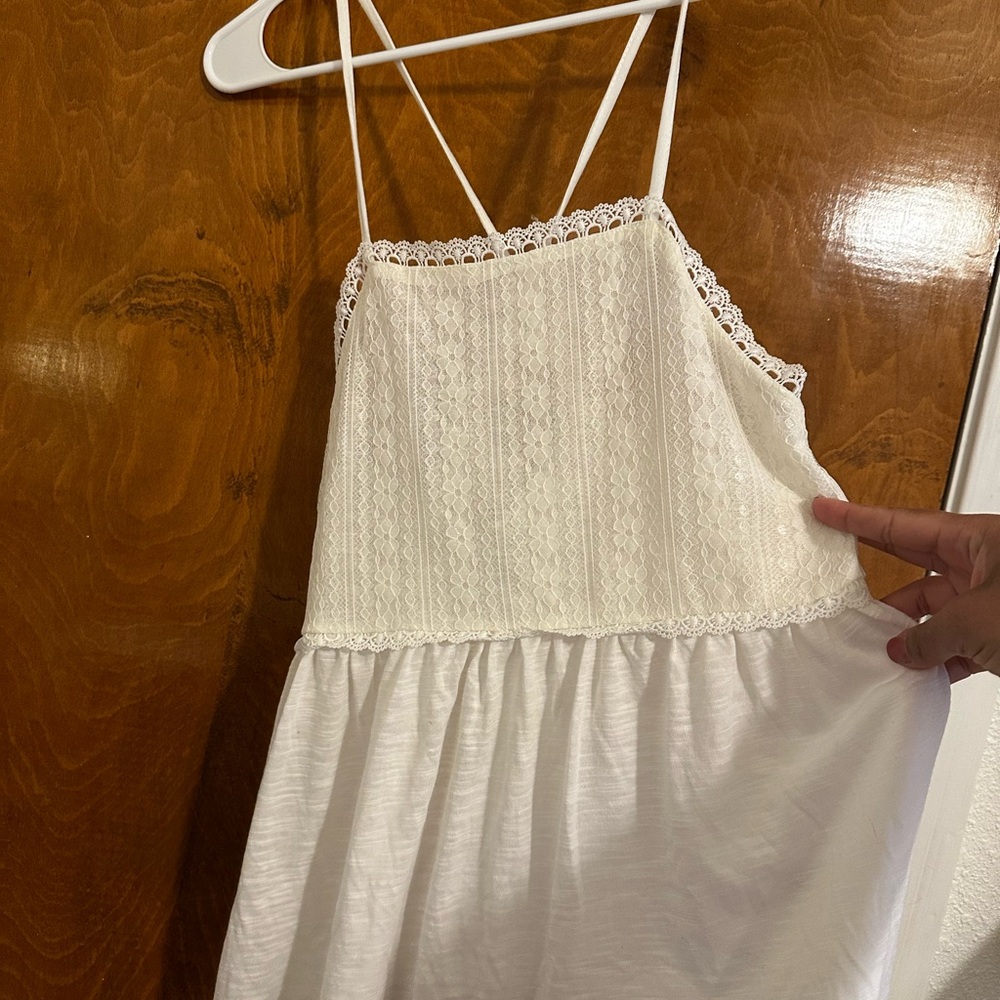 Francesca's Collections Ivory Lace Spaghetti Strap Dress